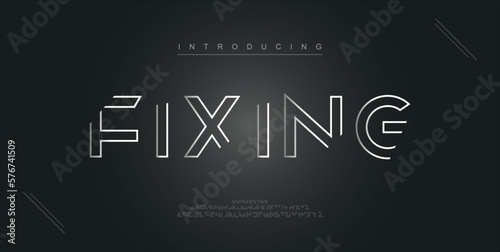 Fixing digital modern alphabet new font. Creative abstract urban, futuristic, fashion, sport, minimal technology typography. Simple vector illustration with number