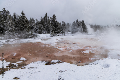 Scenic Winter Landscape in Yellowstone National Park Wyoming