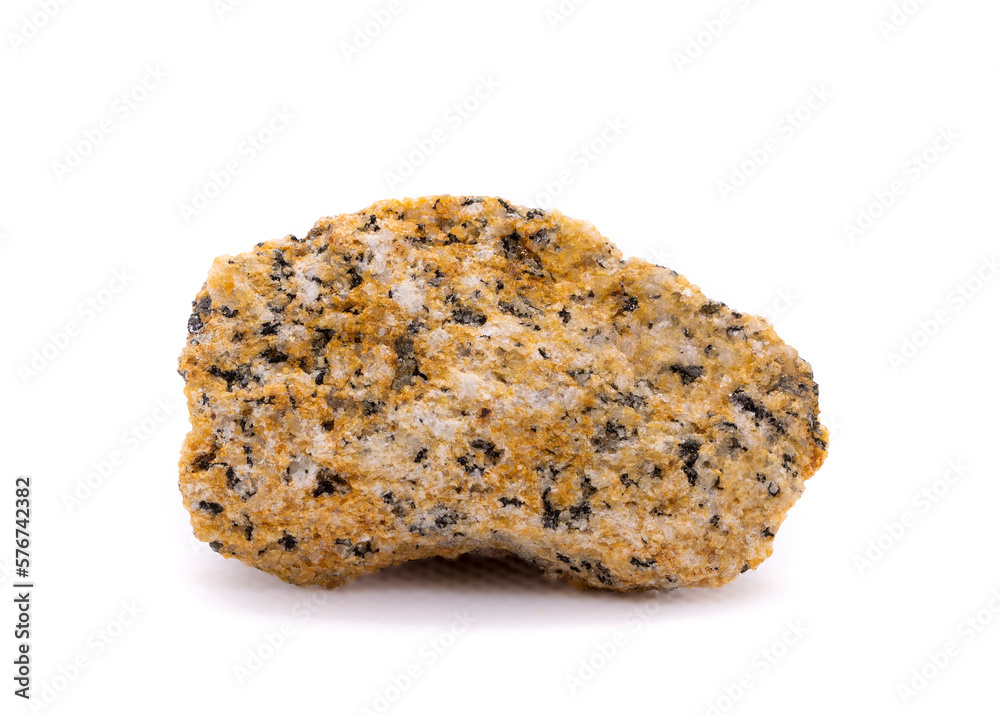Yellow granite stone macro shot isolated on white background (diameter is about 5 cm) Yellow granite stone macro shot isolated on white background (diameter is about 5 cm)