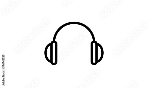 headphone vector icon outline style black and white background, Music industry icon, podcast icon