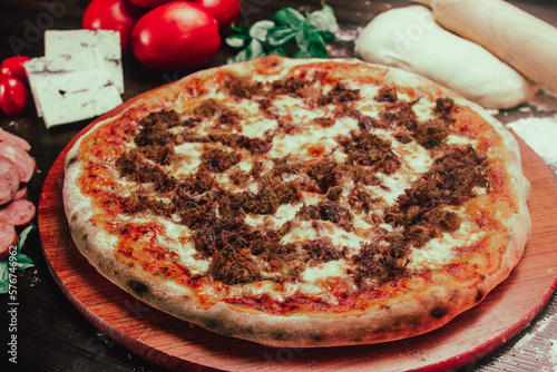 Pizza de carne seca (Charque)  (Dried Meat Pizza ) photo