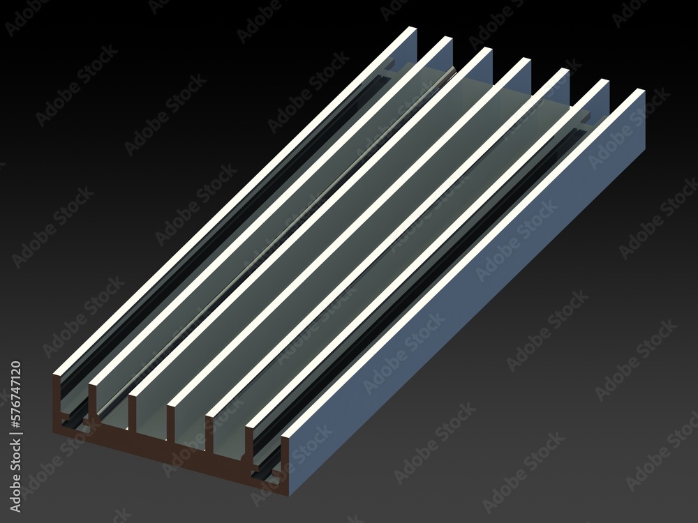 Aluminum Extruded Heat Sink MOD:AL-01hs 3D Rendering Aluminum Extruded Heat Sink MOD:AL-01hs 3D Rendering