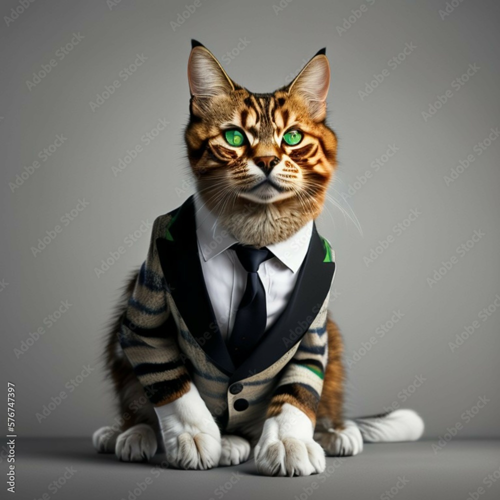 cat wearing a suit, Generated Ai
