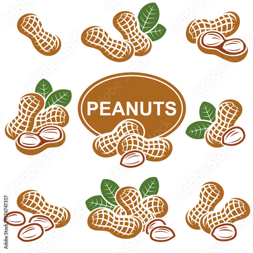 Peanuts set. Collection icon peanuts. Vector