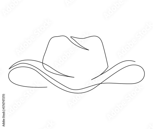 Continuous one line drawing of cowboy hat. Simple cowboy hat line art vector illustration.  