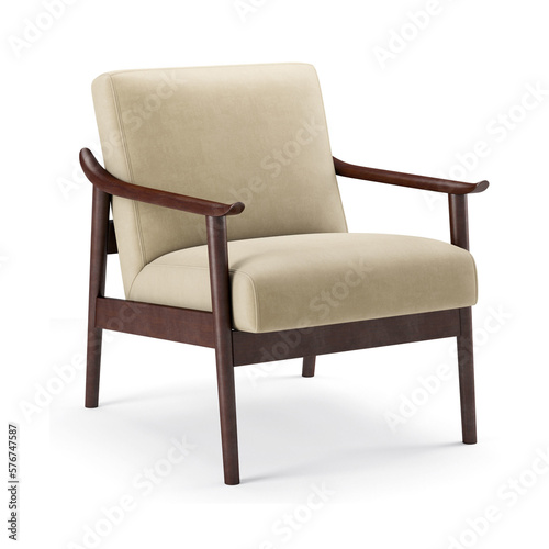 3d rendering mid century chair model isolated on white background