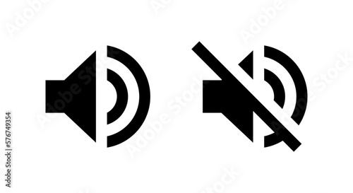 Speaker and mute volume icon vector in trendy style photo
