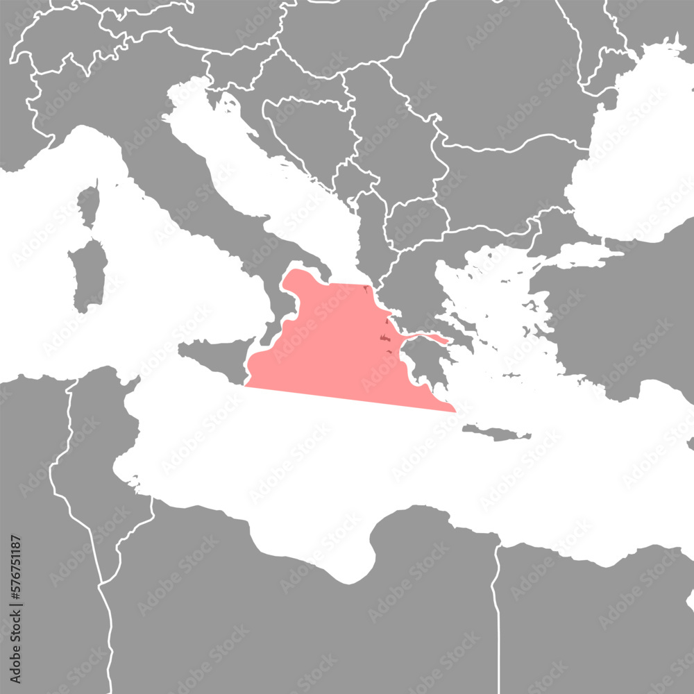 Ionian Sea on the world map. Vector illustration.