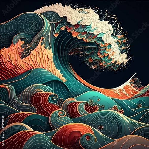 The great wave off kanagawa Stile Fototapet