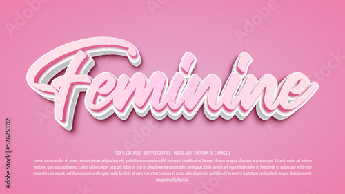Feminine 3d editable text effect photo