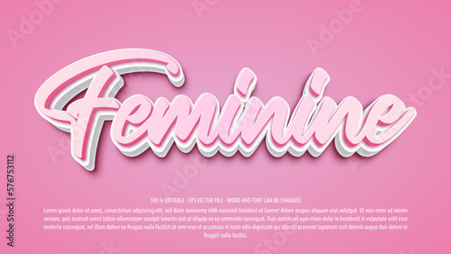 Feminine 3d editable text effect
