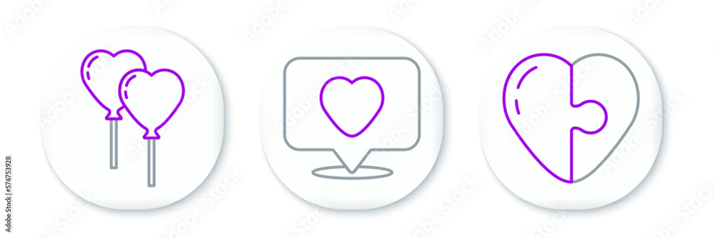 Set line Heart, Balloons in form of heart and Like and icon. Vector Set line Heart, Balloons in form of heart and Like and icon. Vector