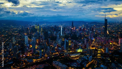 Wallpaper Mural Aerial view of Kuala lumpur city skyline at night, Kuala lumpur in Malaysia. Torontodigital.ca