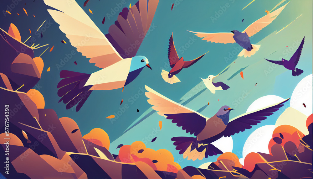 Obraz premium seamless pattern with birds Generate Ai 