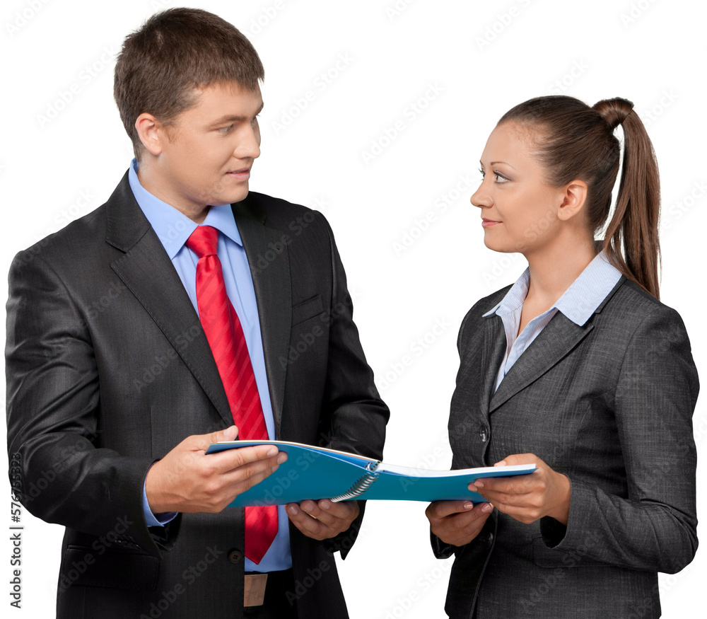 Portrait of Business People Discussing Documents Portrait of Business People Discussing Documents