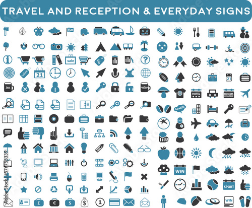 set of icons | premium hotel service and travel flight icon pack with addition Normal Routine signs 200 icon pack