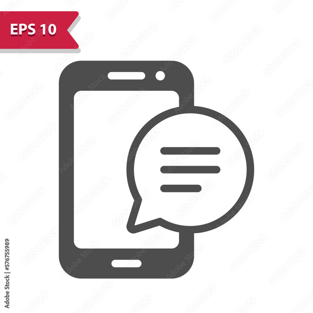 Smartphone With Chat Bubble - Texting Icon. Mobile Phone Smartphone With Chat Bubble - Texting Icon. Mobile Phone