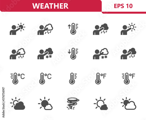 Weather Icons - Forecast, Weatherman, Weather Man, Meteorologist, Thermometer
