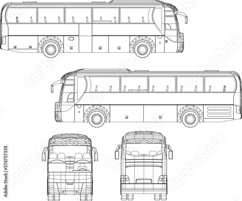 Modern bus transportation illustration vector sketch