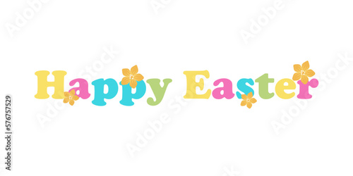 Vector illustration. modern brush lettering Happy Easter on a white background.