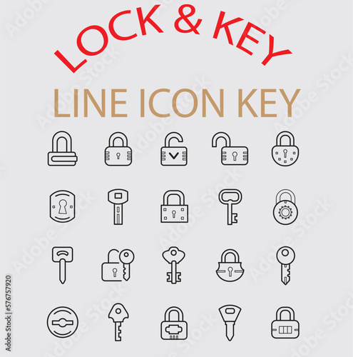 Amazing lock and key,lock icon. simple outline lock vector icon. on white background.