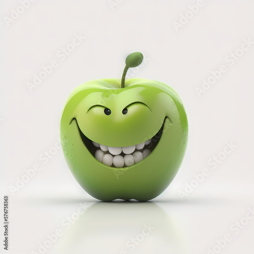 Green Apple Character. Generative AI