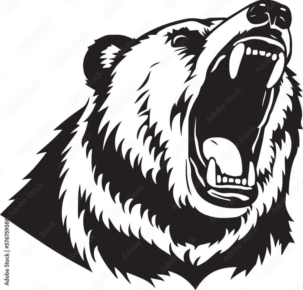 Angry bear head icon, bear head logo,   Illustration, SVG Vector