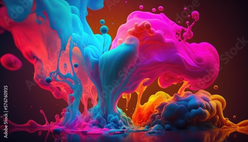 Bright and lively abstract design with fluid colors blending together. Generative AI