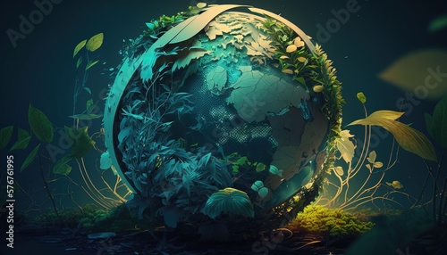 earth, globe, planet, nature, growth, background, wallpaper created with generative ai technology