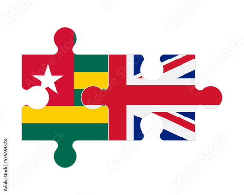 Puzzle of flags of Togo and United Kingdom, vector