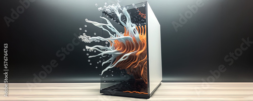 8000x3200_Computer_case_water_cooled_exploding_Liquid abstract wallpaper collection--koral2-liquide-2 photo