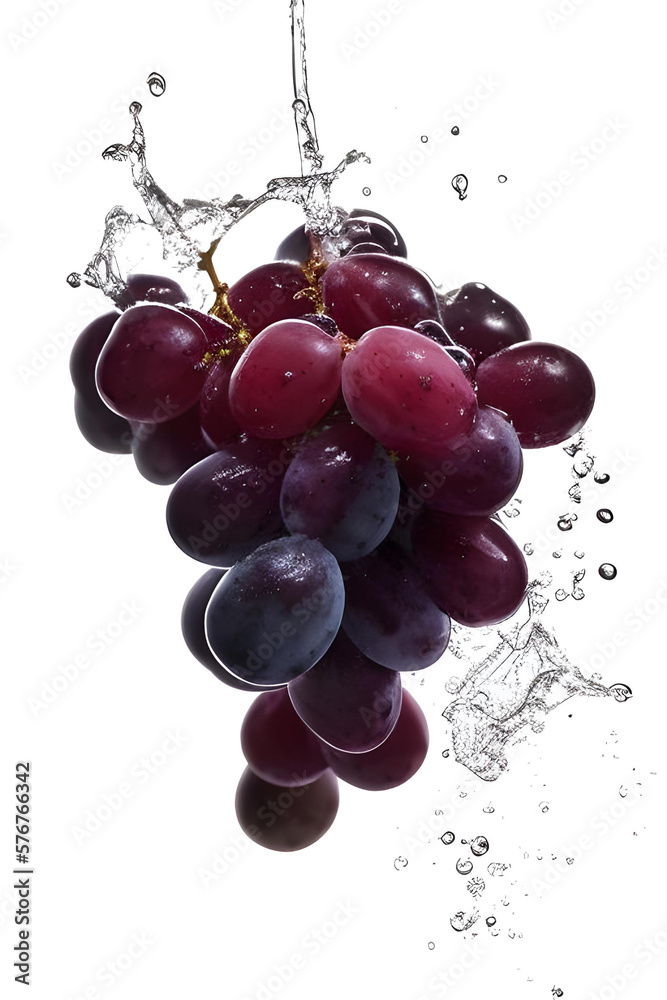Healthy Fresh Grapes with a Splash of Water