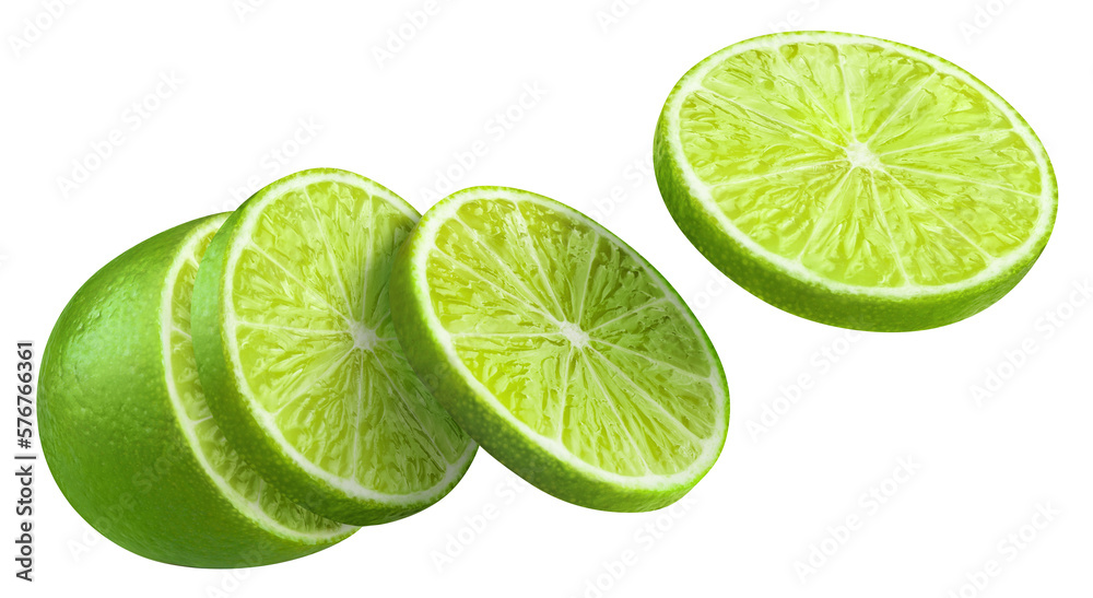 Sliced lime cut out
