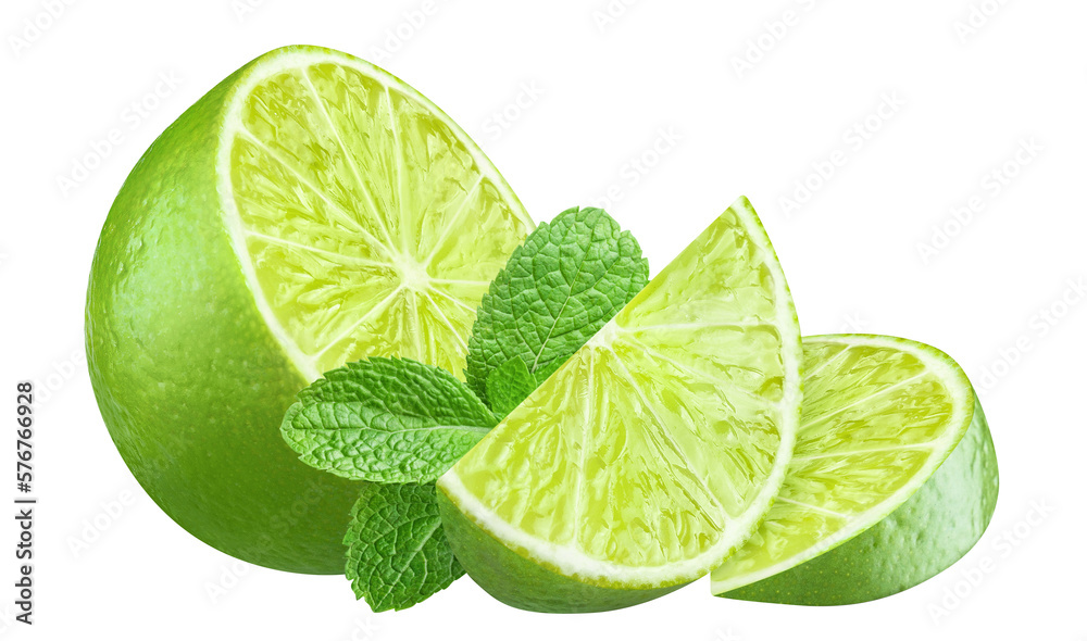 Fresh limes and mint leaves