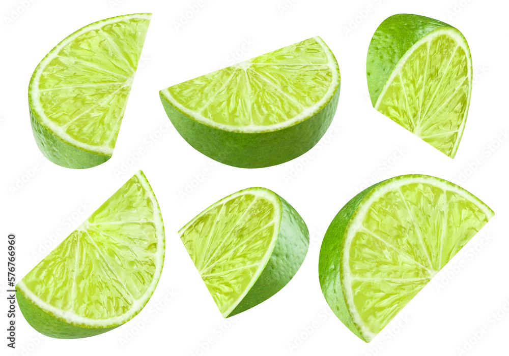 Delicious lime pieces collection cut out