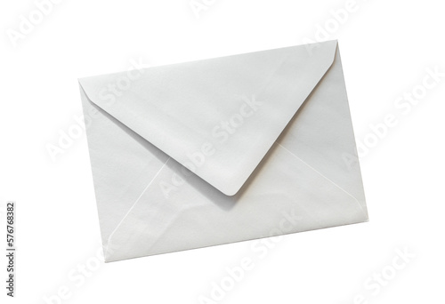 Back view of a white paper enveloppe isolated on white background