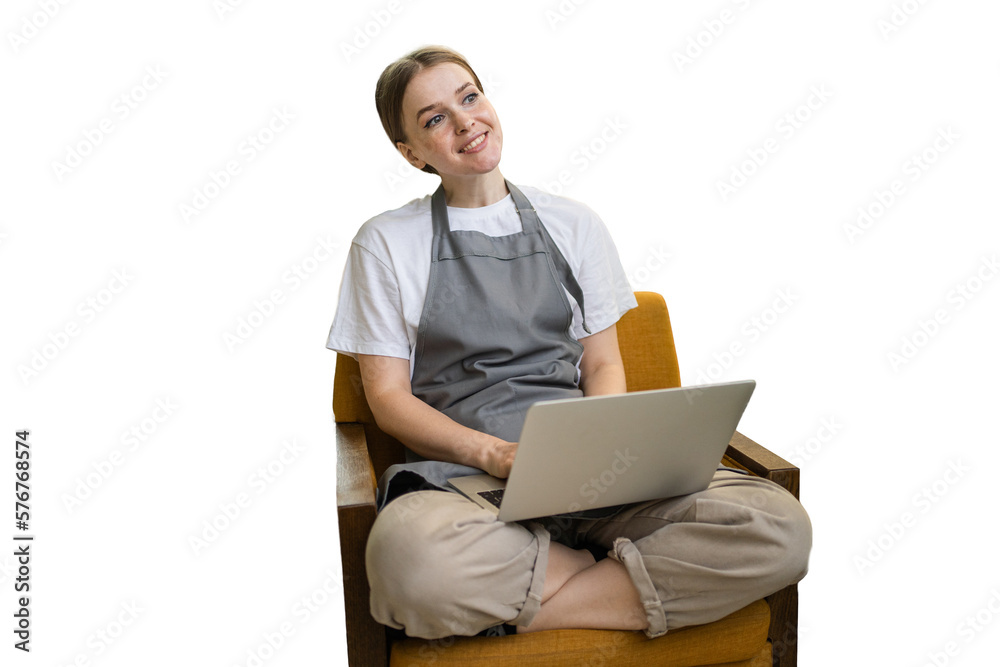 A woman using a laptop working workspace, transparent background, isolated png.and A woman using a laptop working workspace, transparent background, isolated png.and