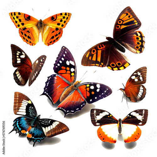 set of butterflies isolated. generative AI