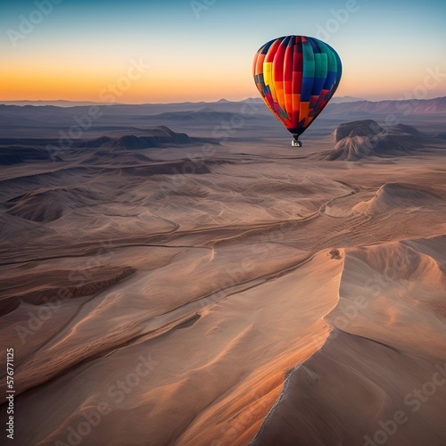 hot air balloon over desert, Generated Ai