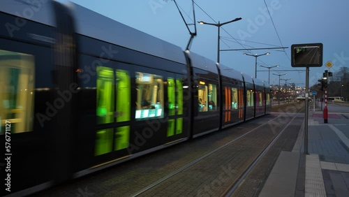 Public transport in Luxemburg. modern tram in Luxemburg.