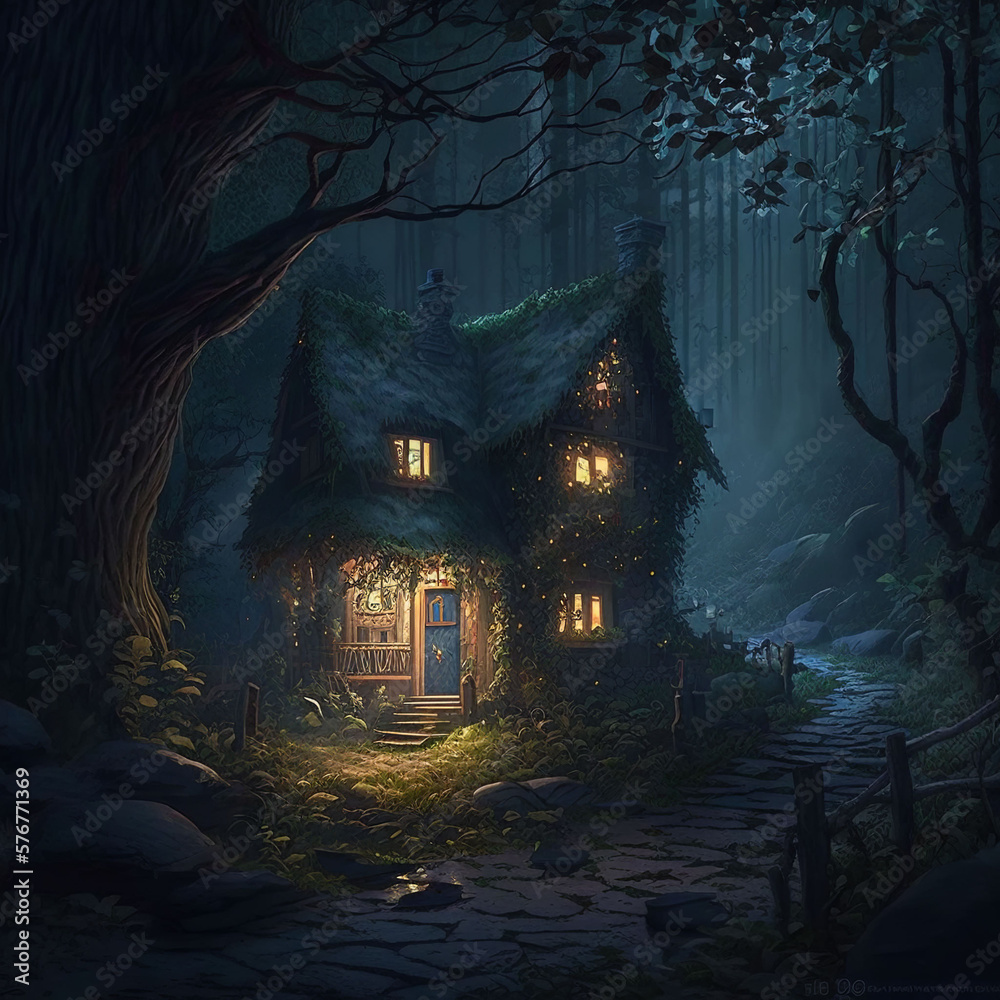 haunted house in the woods - AI Generative haunted house in the woods - AI Generative