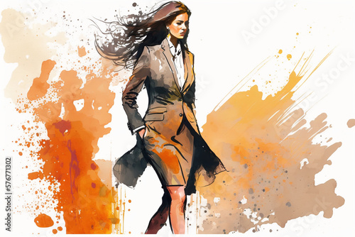 A business woman in watercolor style