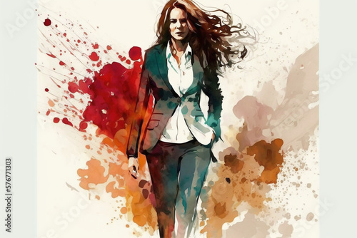 A business woman in watercolor style