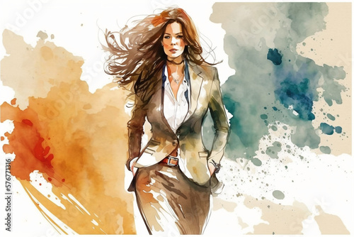 A business woman in watercolor style