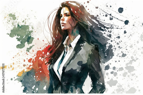A business woman in watercolor style