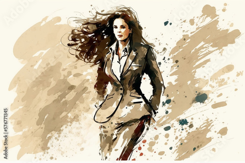 A business woman in watercolor style