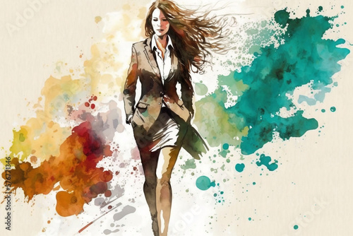 A business woman in watercolor style