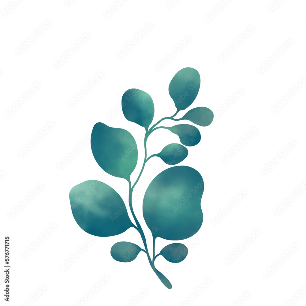 Obraz premium Green leaves botanical watercolor illustration clipart