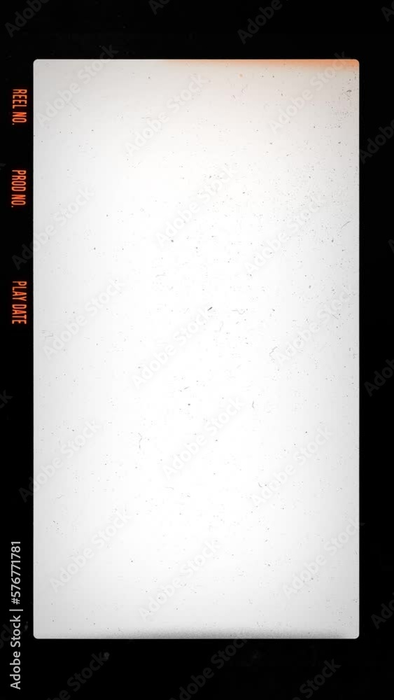 Vertical Retro Film Frame Overlay - use with 'Multiply' blending mode. Animated dust, flicker and glowing text