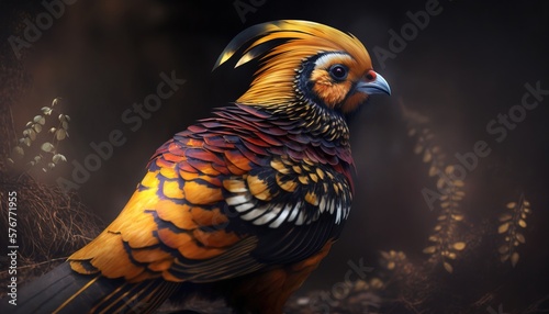 Beautiful image of golden pheasant bird, generative ai